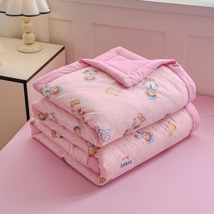 91家纺网 家纺一手货源 找家纺 优卡迪家纺馆 2026春夏新款针织棉双层纱夏被夏凉被空调被四件套【下载文件夹包含买家秀】 童趣