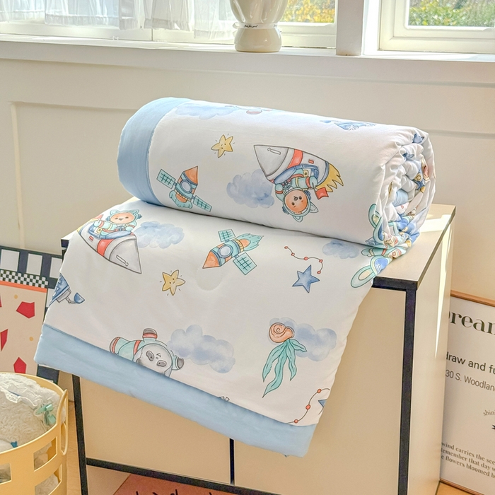 91家纺网 家纺一手货源 找家纺 优卡迪家纺馆 2026春夏新款针织棉双层纱夏被夏凉被空调被四件套【下载文件夹包含买家秀】 遨游