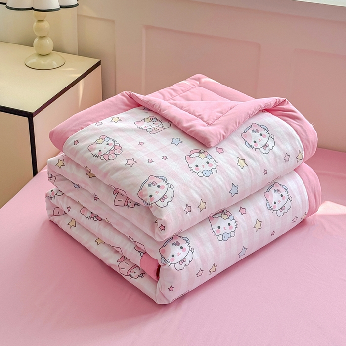 91家纺网 家纺一手货源 找家纺 优卡迪家纺馆 2026春夏新款针织棉双层纱夏被夏凉被空调被四件套【下载文件夹包含买家秀】 知音