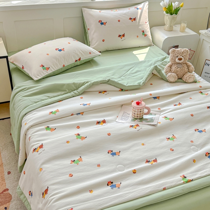 91家纺网 家纺一手货源 找家纺 优卡迪家纺馆 2026春夏新款针织棉双层纱夏被夏凉被空调被四件套【下载文件夹包含买家秀】 守望