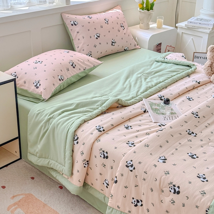 91家纺网 家纺一手货源 找家纺 优卡迪家纺馆 2026春夏新款针织棉双层纱夏被夏凉被空调被四件套【下载文件夹包含买家秀】 呢喃