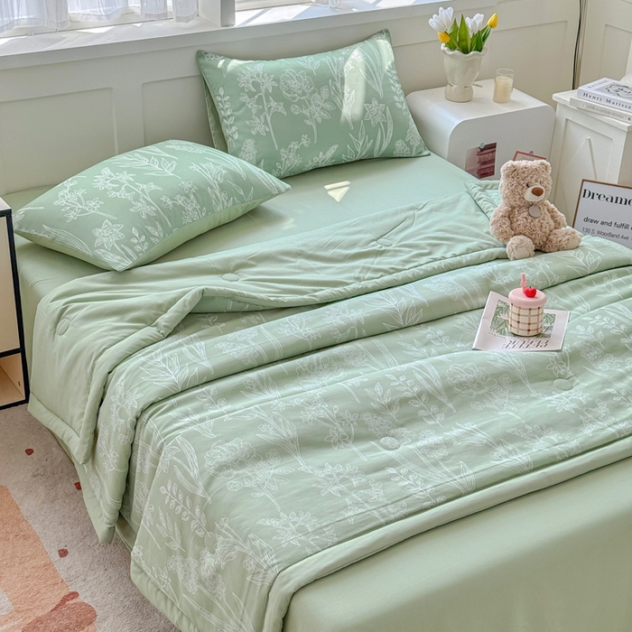 91家纺网 家纺一手货源 找家纺 优卡迪家纺馆 2026春夏新款针织棉双层纱夏被夏凉被空调被四件套【下载文件夹包含买家秀】 森恋