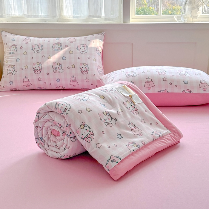 91家纺网 家纺一手货源 找家纺 优卡迪家纺馆 2026春夏新款针织棉双层纱夏被夏凉被空调被四件套【下载文件夹包含买家秀】 知音