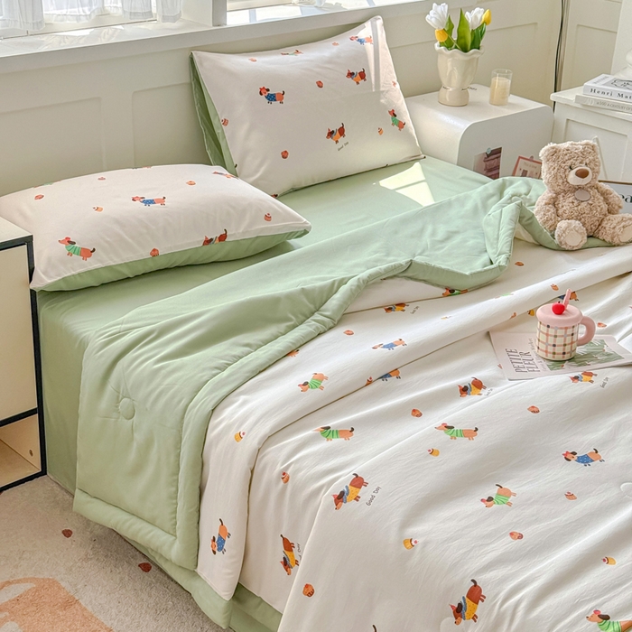 91家纺网 家纺一手货源 找家纺 优卡迪家纺馆 2026春夏新款针织棉双层纱夏被夏凉被空调被四件套【下载文件夹包含买家秀】 守望