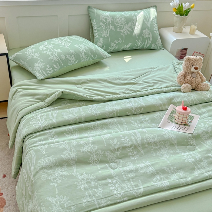 91家纺网 家纺一手货源 找家纺 优卡迪家纺馆 2026春夏新款针织棉双层纱夏被夏凉被空调被四件套【下载文件夹包含买家秀】 森恋