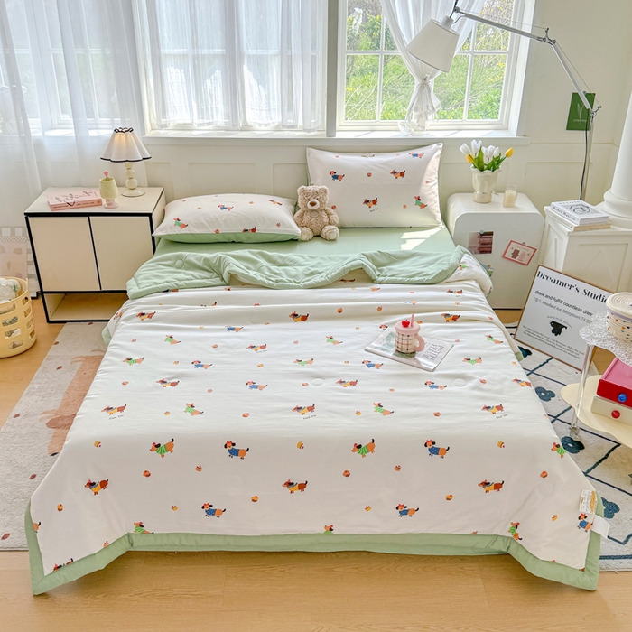 91家纺网 家纺一手货源 找家纺 优卡迪家纺馆 2026春夏新款针织棉双层纱夏被夏凉被空调被四件套【下载文件夹包含买家秀】 守望