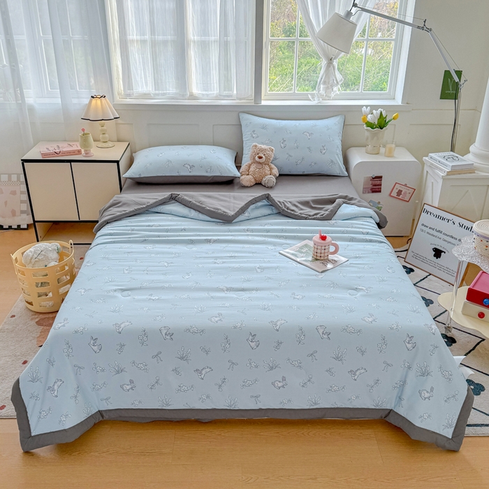 91家纺网 家纺一手货源 找家纺 优卡迪家纺馆 2026春夏新款针织棉双层纱夏被夏凉被空调被四件套【下载文件夹包含买家秀】 知秋