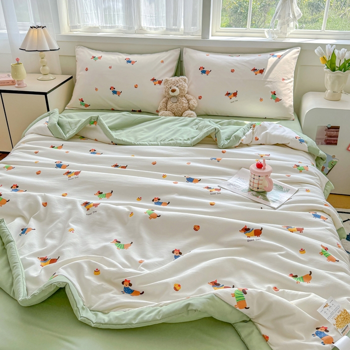 91家纺网 家纺一手货源 找家纺 优卡迪家纺馆 2026春夏新款针织棉双层纱夏被夏凉被空调被四件套【下载文件夹包含买家秀】 守望