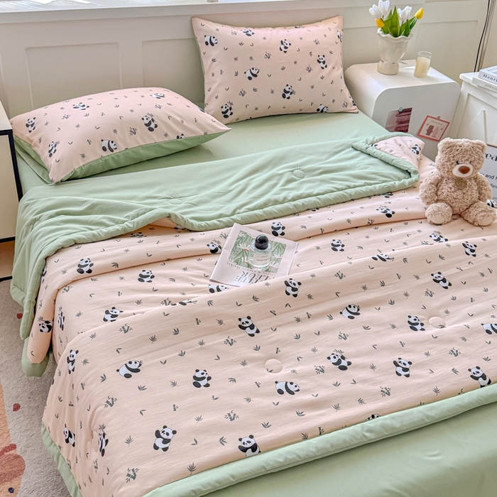 91家纺网 家纺一手货源 找家纺 优卡迪家纺馆 2026春夏新款针织棉双层纱夏被夏凉被空调被四件套【下载文件夹包含买家秀】 呢喃