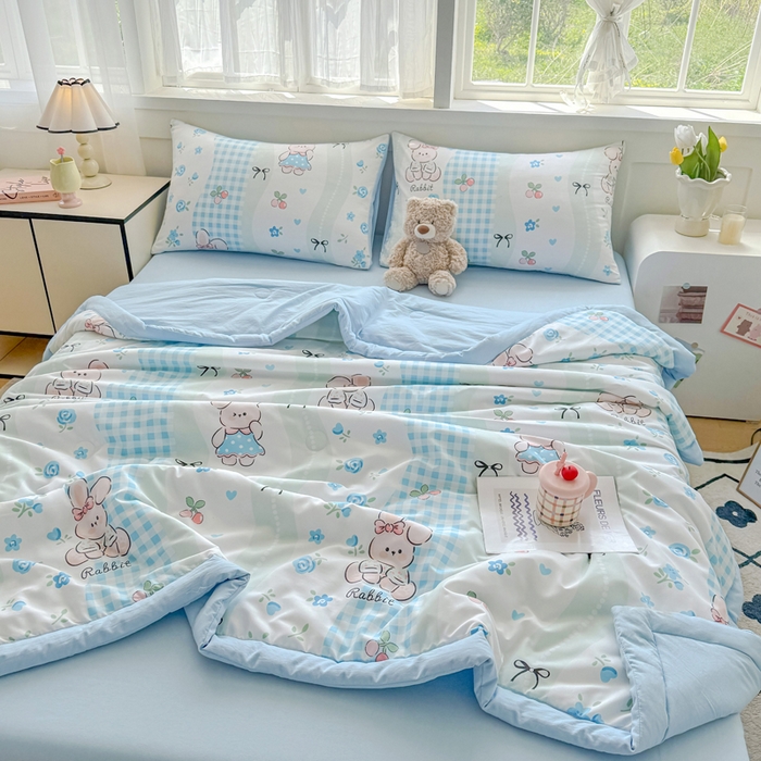 91家纺网 家纺一手货源 找家纺 优卡迪家纺馆 2026春夏新款针织棉双层纱夏被夏凉被空调被四件套【下载文件夹包含买家秀】 兰亭