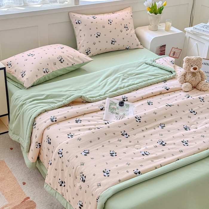 91家纺网 家纺一手货源 找家纺 优卡迪家纺馆 2026春夏新款针织棉双层纱夏被夏凉被空调被四件套【下载文件夹包含买家秀】 呢喃