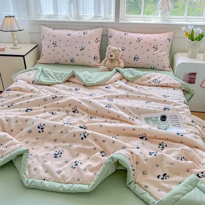 91家纺网 家纺一手货源 找家纺 优卡迪家纺馆 2026春夏新款针织棉双层纱夏被夏凉被空调被四件套【下载文件夹包含买家秀】 呢喃