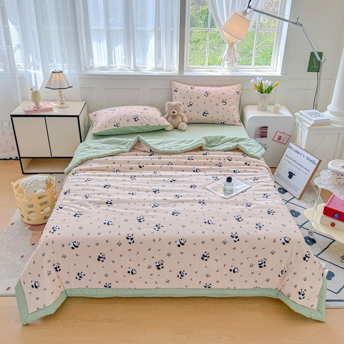 91家纺网 家纺一手货源 找家纺 优卡迪家纺馆 2026春夏新款针织棉双层纱夏被夏凉被空调被四件套【下载文件夹包含买家秀】 呢喃