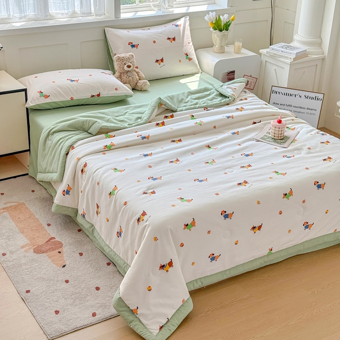 91家纺网 家纺一手货源 找家纺 优卡迪家纺馆 2026春夏新款针织棉双层纱夏被夏凉被空调被四件套【下载文件夹包含买家秀】 守望