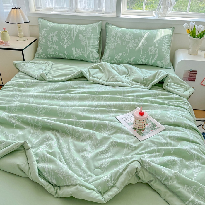 91家纺网 家纺一手货源 找家纺 优卡迪家纺馆 2026春夏新款针织棉双层纱夏被夏凉被空调被四件套【下载文件夹包含买家秀】 森恋