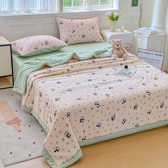 91家纺网 家纺一手货源 找家纺 优卡迪家纺馆 2026春夏新款针织棉双层纱夏被夏凉被空调被四件套【下载文件夹包含买家秀】 呢喃