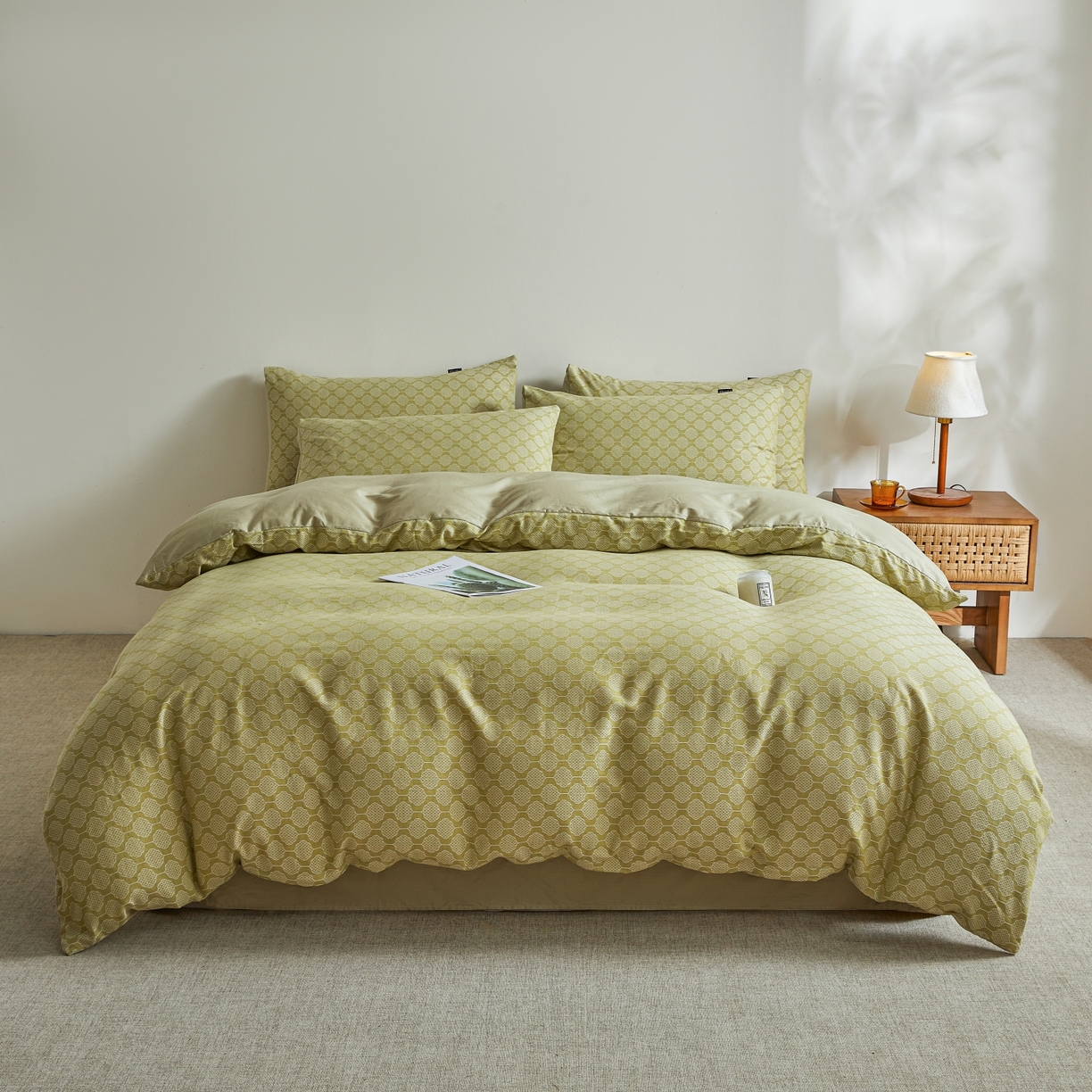 91家纺网 家纺一手货源 找家纺 乐家毛巾被（工厂自产自销） 2026新款40s全棉纯棉色织提花四件套 花间格律