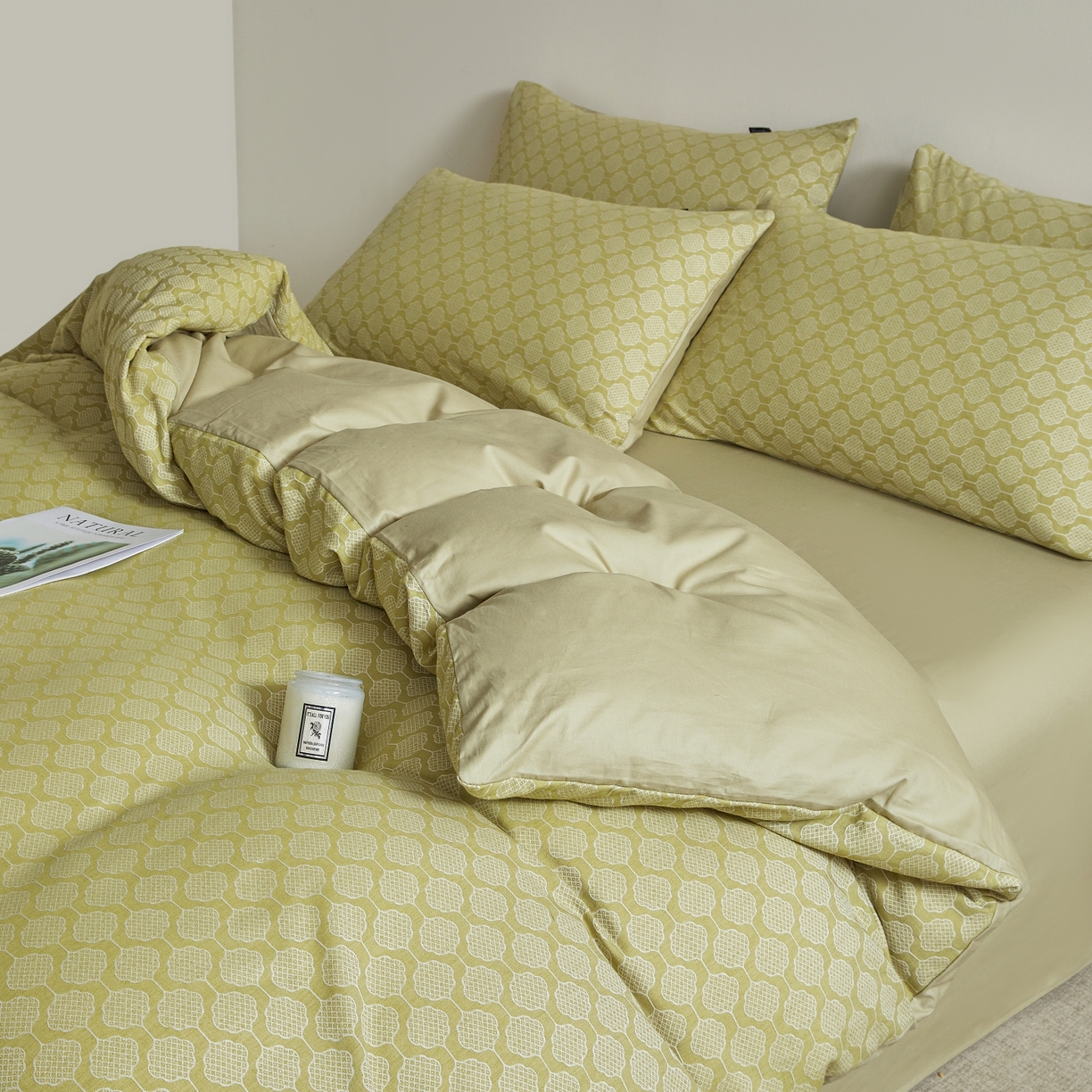 91家纺网 家纺一手货源 找家纺 乐家毛巾被（工厂自产自销） 2026新款40s全棉纯棉色织提花四件套 花间格律