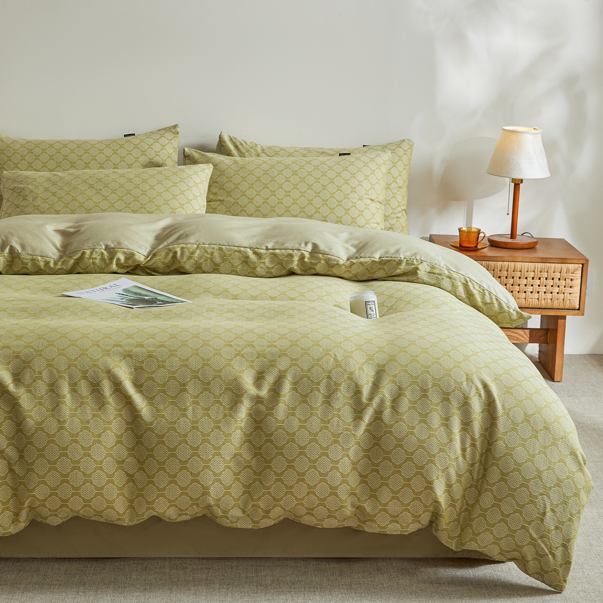 91家纺网 家纺一手货源 找家纺 乐家毛巾被（工厂自产自销） 2026新款40s全棉纯棉色织提花四件套 花间格律