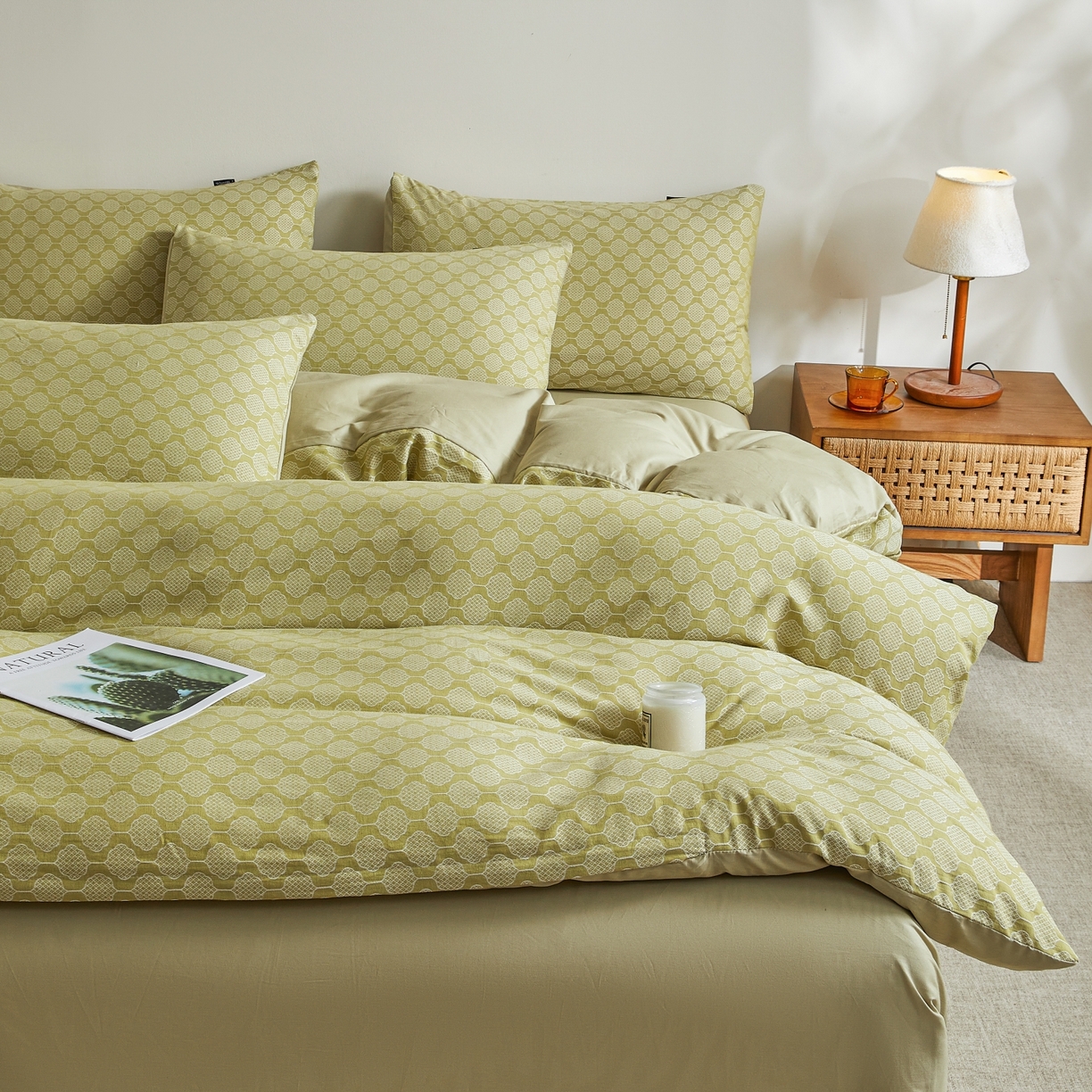 91家纺网 家纺一手货源 找家纺 乐家毛巾被（工厂自产自销） 2026新款40s全棉纯棉色织提花四件套 花间格律