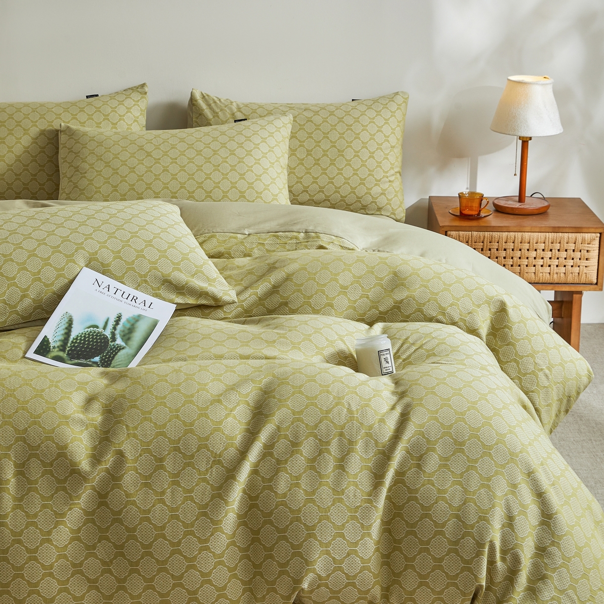 91家纺网 家纺一手货源 找家纺 乐家毛巾被（工厂自产自销） 2026新款40s全棉纯棉色织提花四件套 花间格律