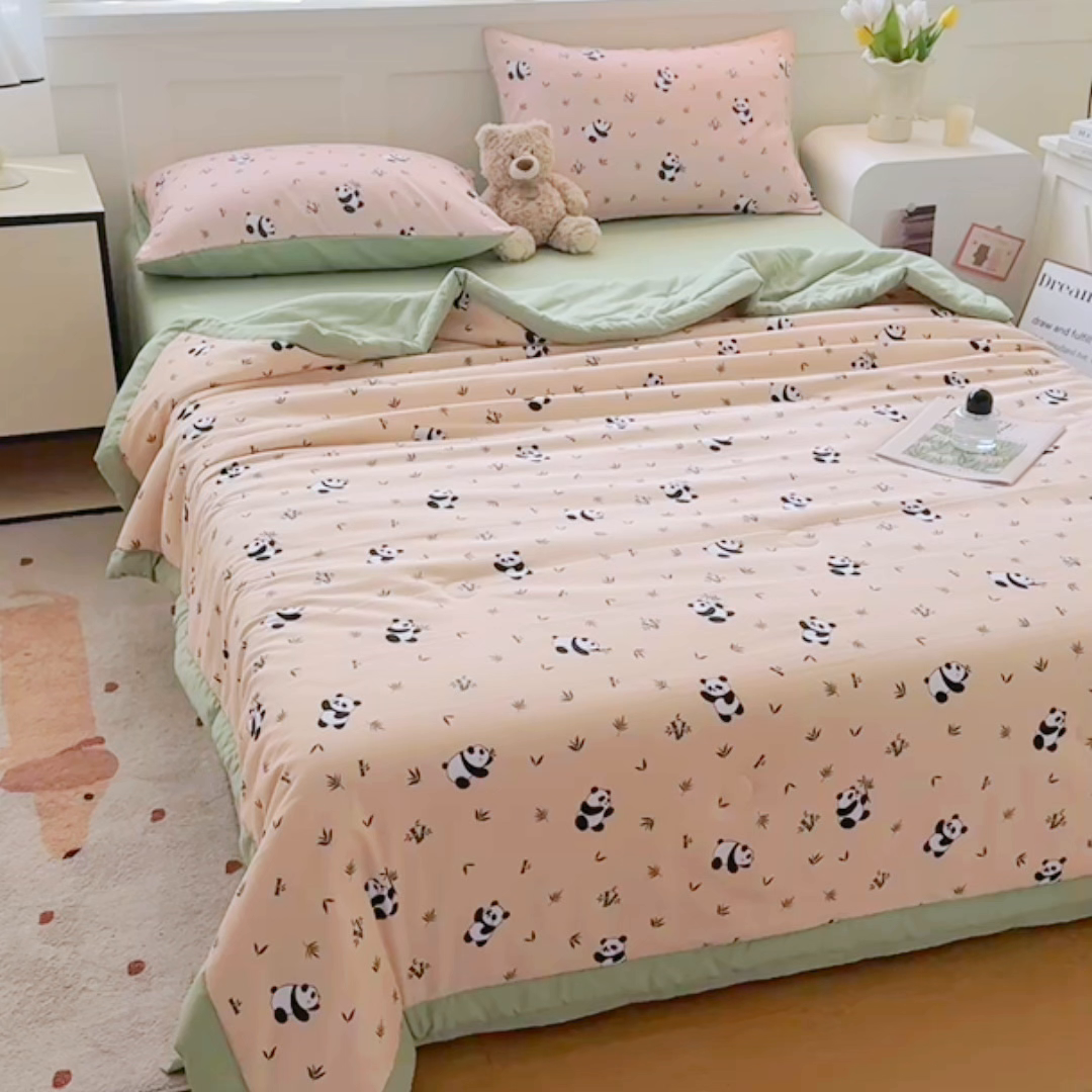 91家纺网 家纺一手货源 找家纺 优卡迪家纺馆 2026春夏新款针织棉双层纱夏被夏凉被空调被四件套【下载文件夹包含买家秀】 呢喃