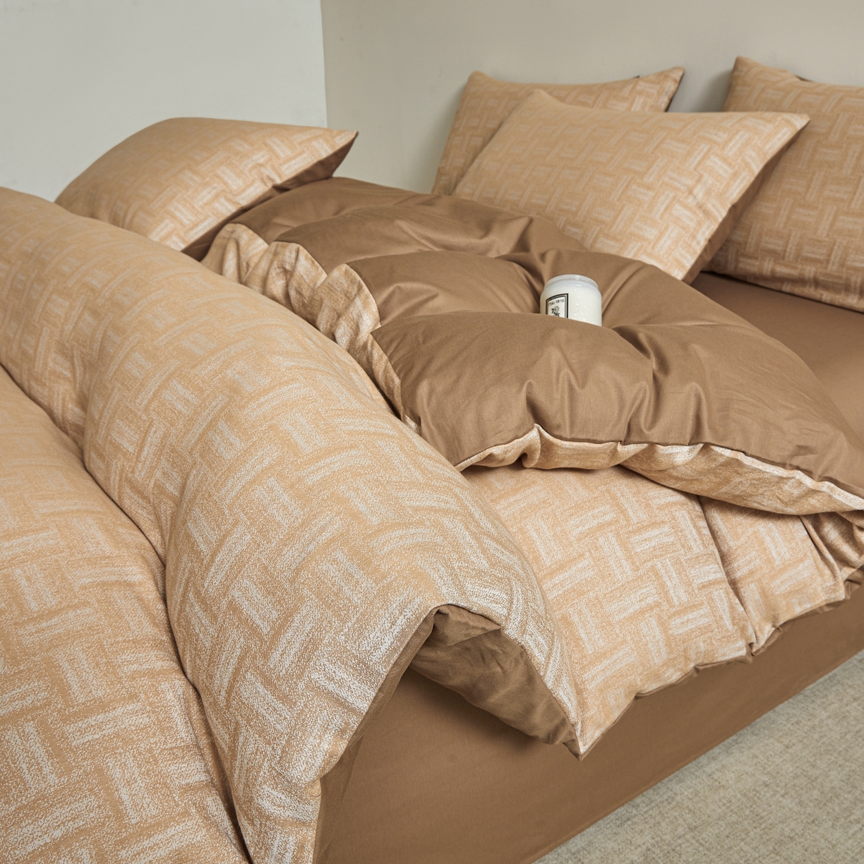 乐家毛巾被（工厂自产自销） 2026新款40s全棉纯棉色织提花四件套 几何游戏