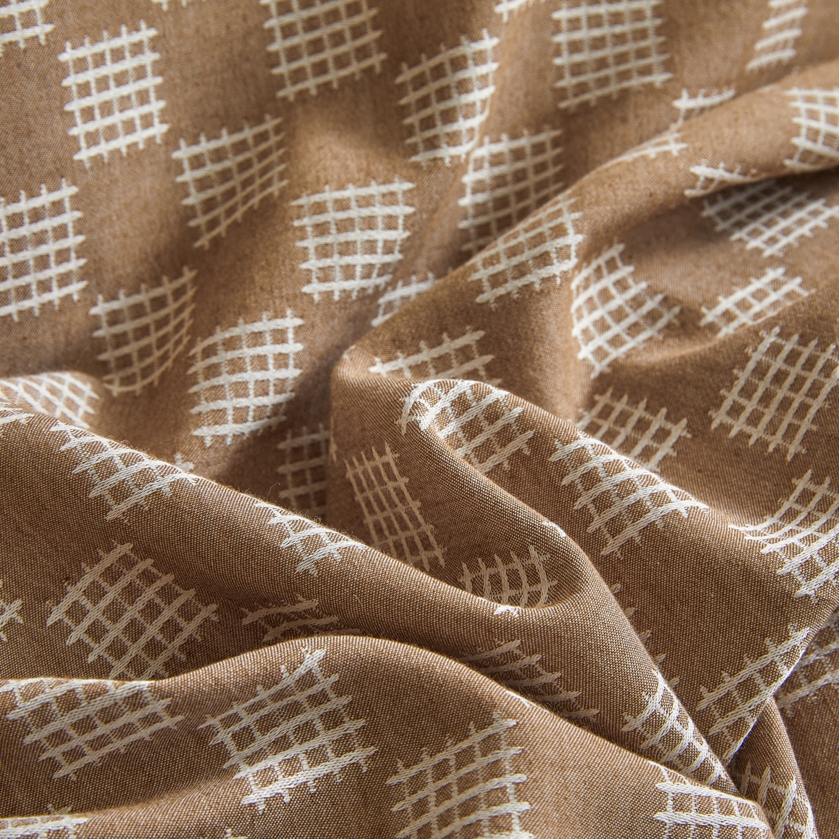 91家纺网 家纺一手货源 找家纺 乐家毛巾被（工厂自产自销） 2026新款40s全棉纯棉色织提花四件套 简序格韵