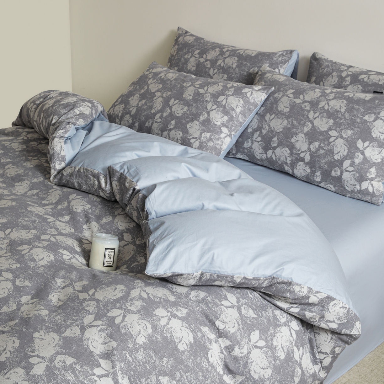 91家纺网 家纺一手货源 找家纺 乐家毛巾被（工厂自产自销） 2026新款40s全棉纯棉色织提花四件套 兰庭浅影