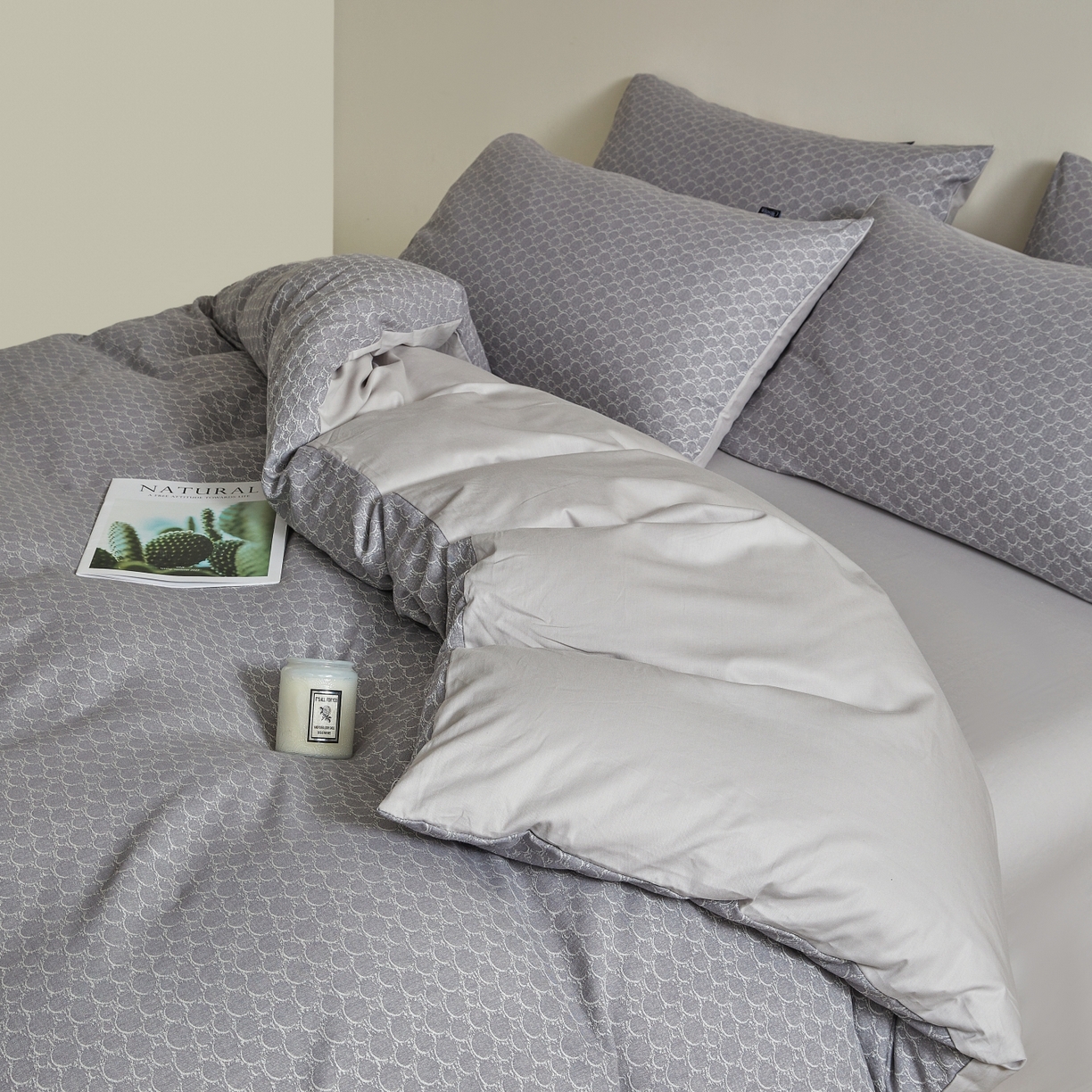 91家纺网 家纺一手货源 找家纺 乐家毛巾被（工厂自产自销） 2026新款40s全棉纯棉色织提花四件套 蓝韵清欢