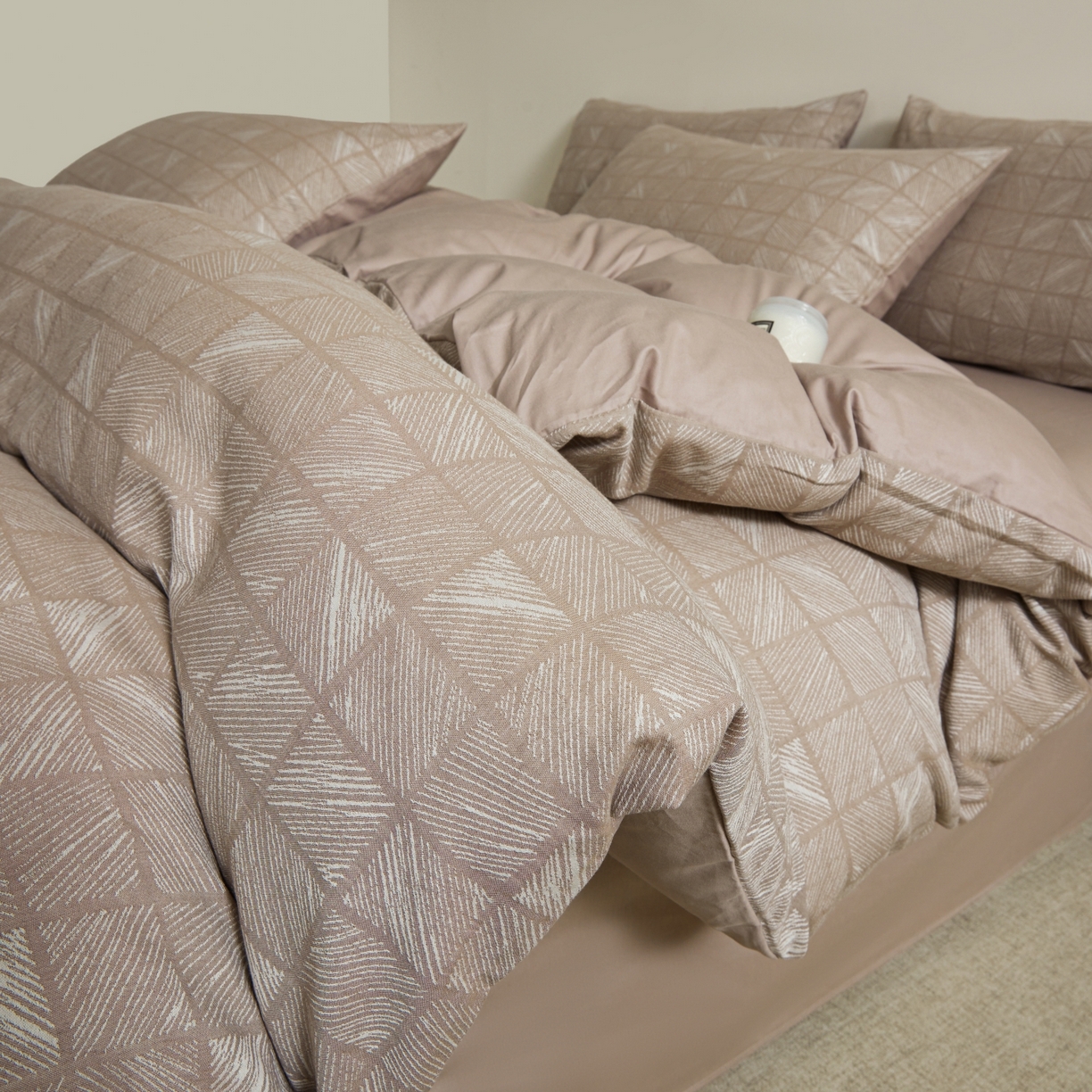 乐家毛巾被（工厂自产自销） 2026新款40s全棉纯棉色织提花四件套 浅梦格韵