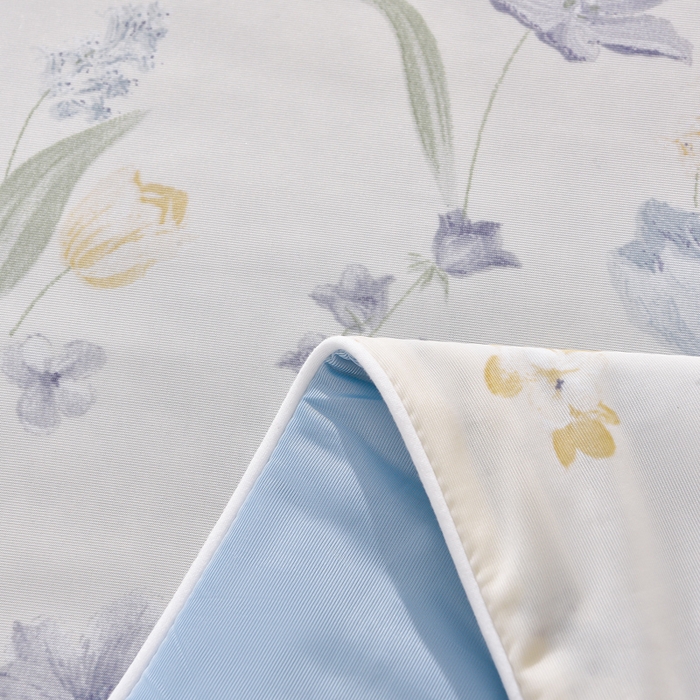 91家纺网 家纺一手货源 找家纺 叠派家纺 2026新款A类氨纶凉感丝夏被印花空调被西瓜夏凉被直播 蓝楹碎影