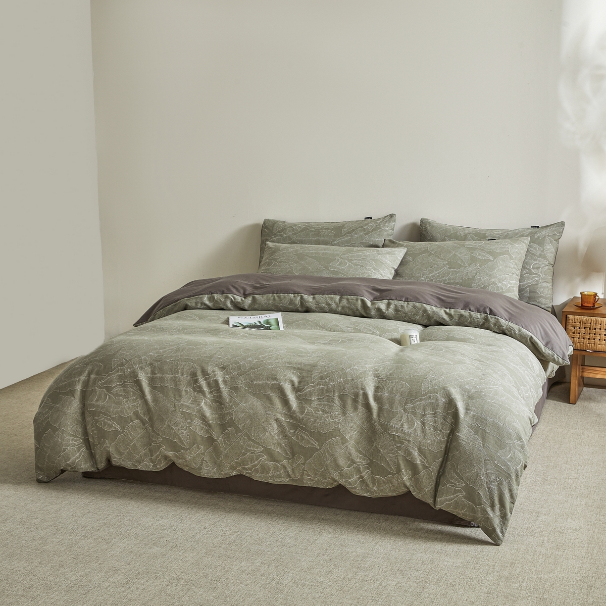 91家纺网 家纺一手货源 找家纺 乐家毛巾被（工厂自产自销） 2026新款40s全棉纯棉色织提花四件套 青禾晓雾