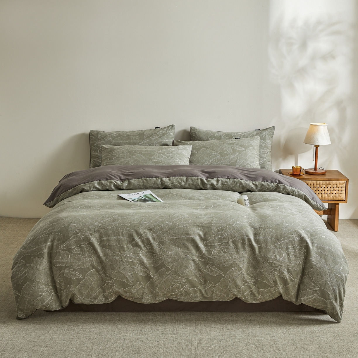 91家纺网 家纺一手货源 找家纺 乐家毛巾被（工厂自产自销） 2026新款40s全棉纯棉色织提花四件套 青禾晓雾