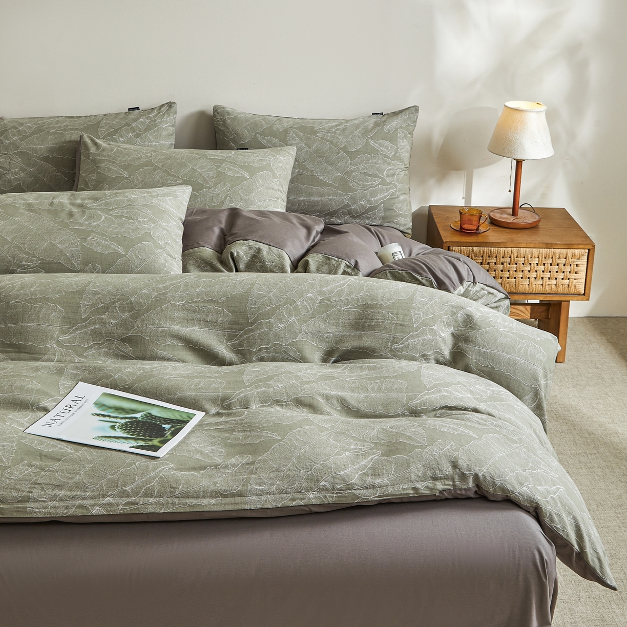 91家纺网 家纺一手货源 找家纺 乐家毛巾被（工厂自产自销） 2026新款40s全棉纯棉色织提花四件套 青禾晓雾