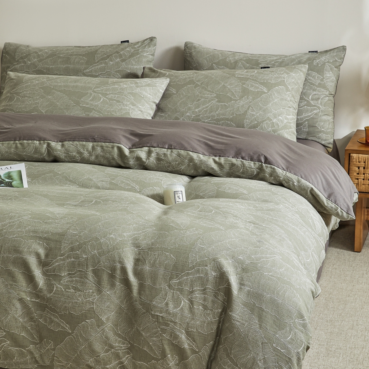 91家纺网 家纺一手货源 找家纺 乐家毛巾被（工厂自产自销） 2026新款40s全棉纯棉色织提花四件套 青禾晓雾