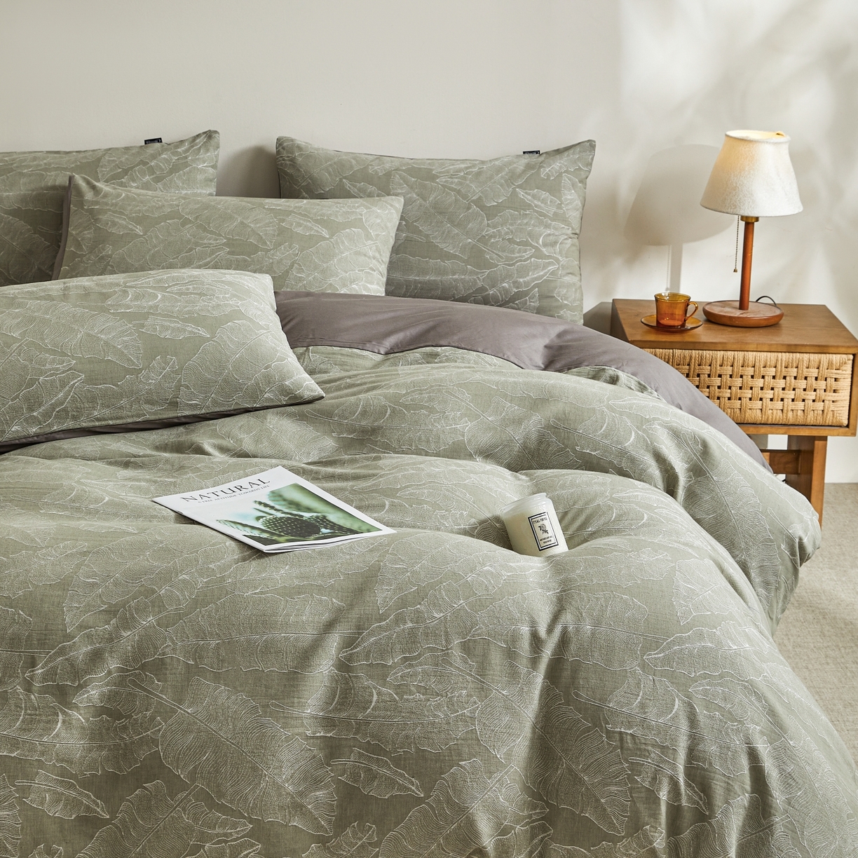 91家纺网 家纺一手货源 找家纺 乐家毛巾被（工厂自产自销） 2026新款40s全棉纯棉色织提花四件套 青禾晓雾