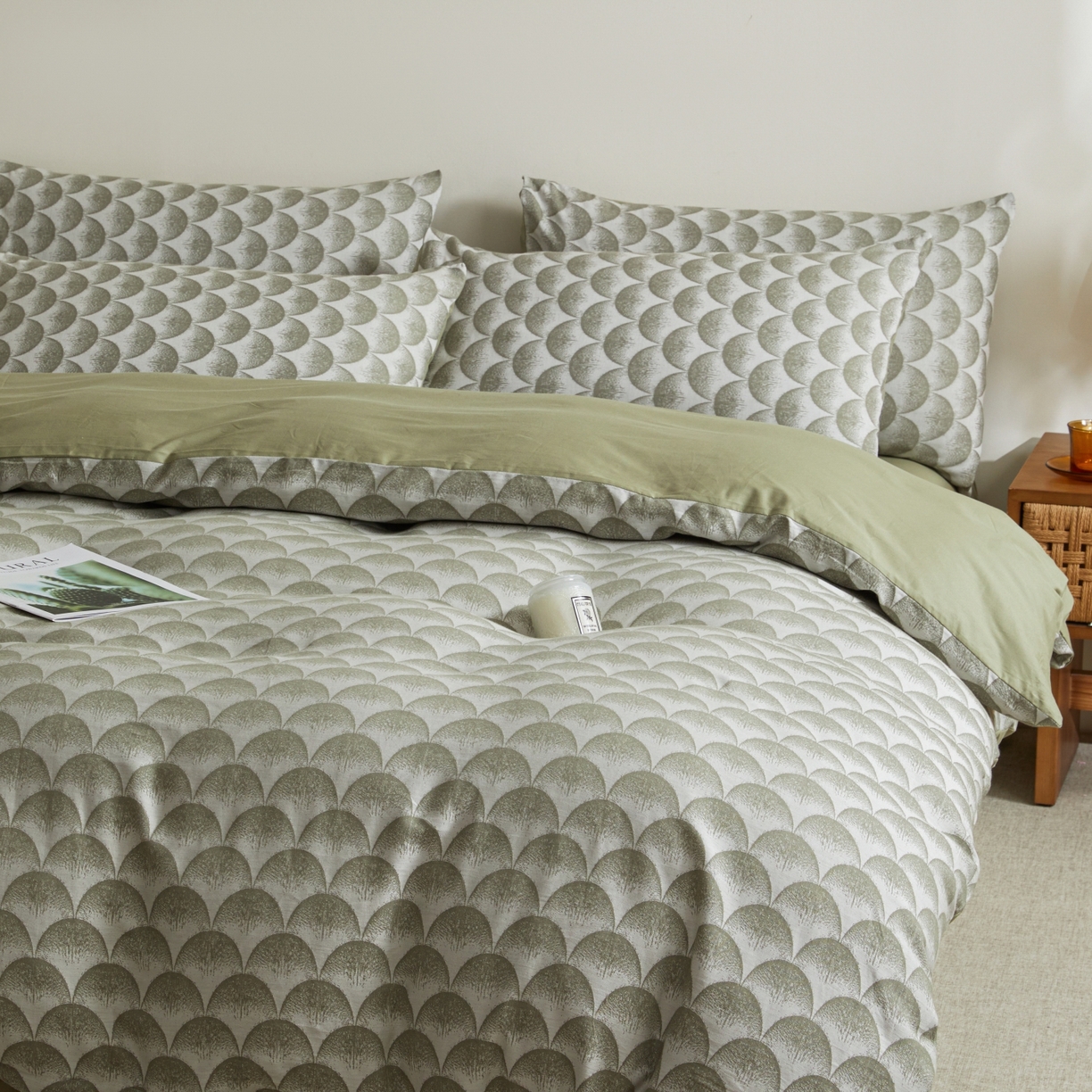 91家纺网 家纺一手货源 找家纺 乐家毛巾被（工厂自产自销） 2026新款40s全棉纯棉色织提花四件套 疏花浅韵