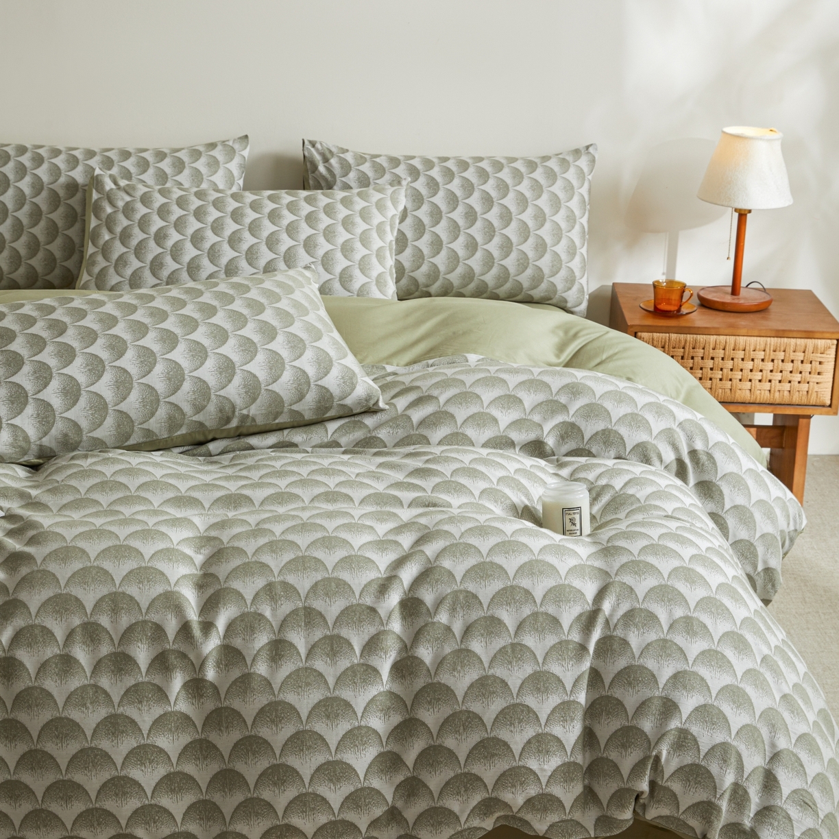 91家纺网 家纺一手货源 找家纺 乐家毛巾被（工厂自产自销） 2026新款40s全棉纯棉色织提花四件套 疏花浅韵