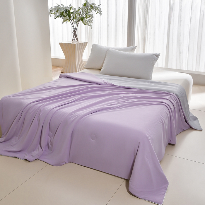 91家纺网 家纺一手货源 找家纺 叠派家纺 2026新款A类氨纶凉感丝夏被印花空调被西瓜夏凉被直播 柔紫