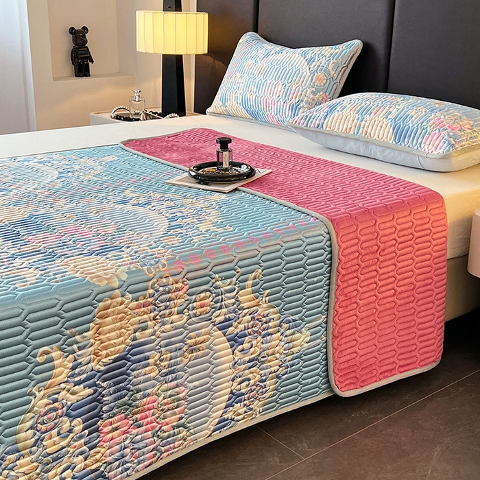 91家纺网 家纺一手货源 找家纺 yyds网供 2026新款9mm加厚艾草冰皮锦氨凉感乳胶席三件套空调水洗软席夏季凉席席子凉席 镜中花