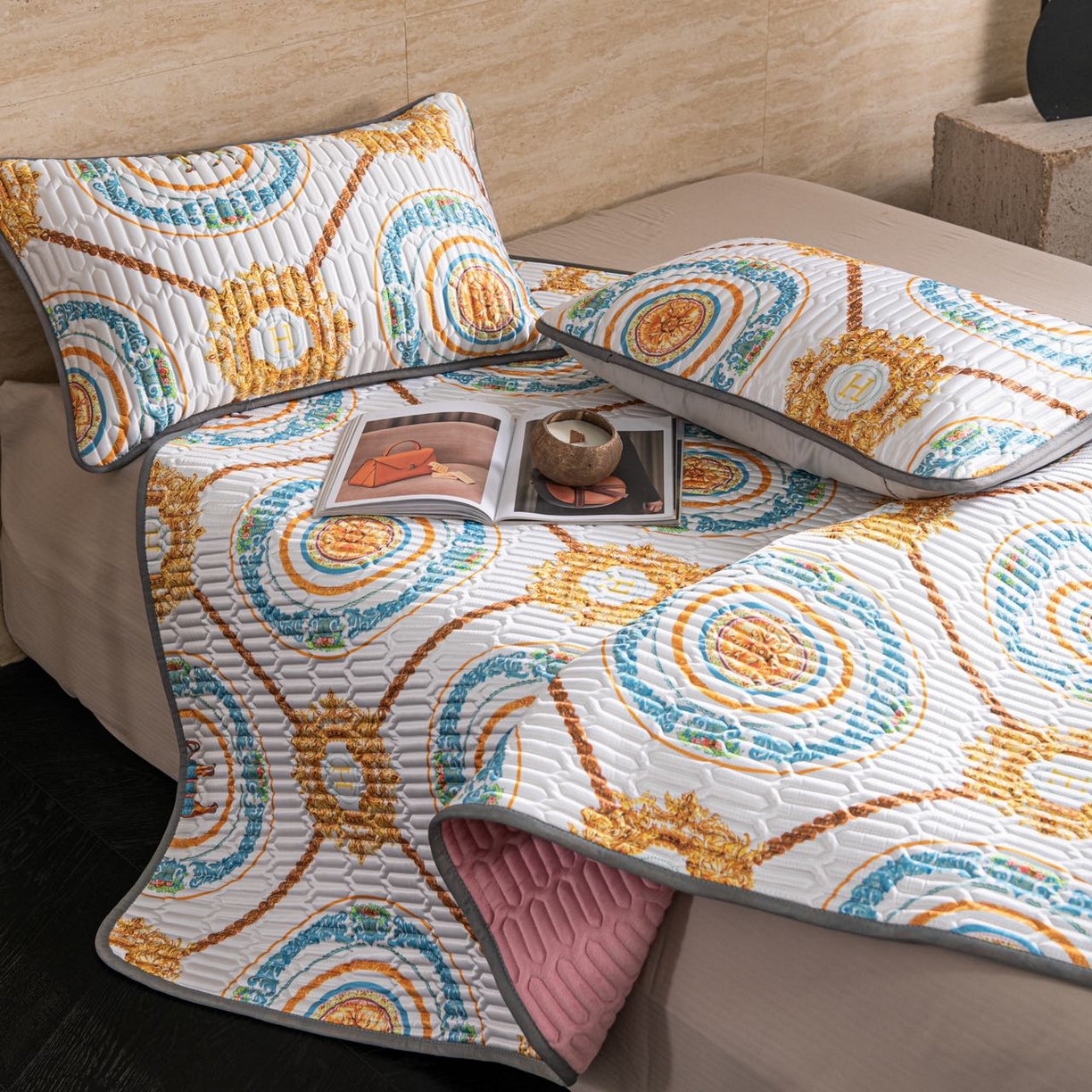 91家纺网 家纺一手货源 找家纺 yyds网供 2026新款9mm加厚艾草冰皮锦氨凉感乳胶席三件套空调水洗软席夏季凉席席子凉席 白金马