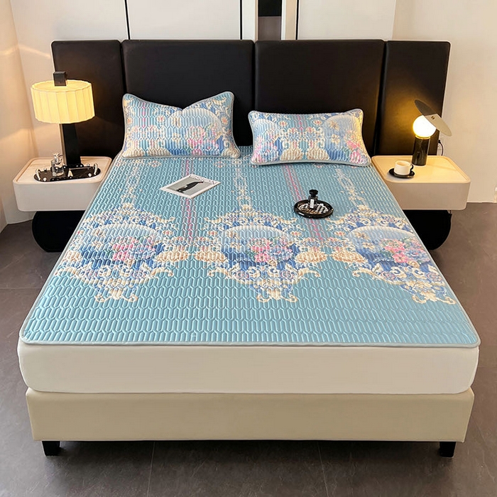 91家纺网 家纺一手货源 找家纺 yyds网供 2026新款9mm加厚艾草冰皮锦氨凉感乳胶席三件套空调水洗软席夏季凉席席子凉席 镜中花