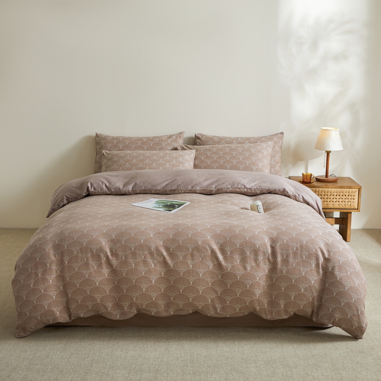 91家纺网 家纺一手货源 找家纺 乐家毛巾被（工厂自产自销） 2026新款40s全棉纯棉色织提花四件套 素槿清风