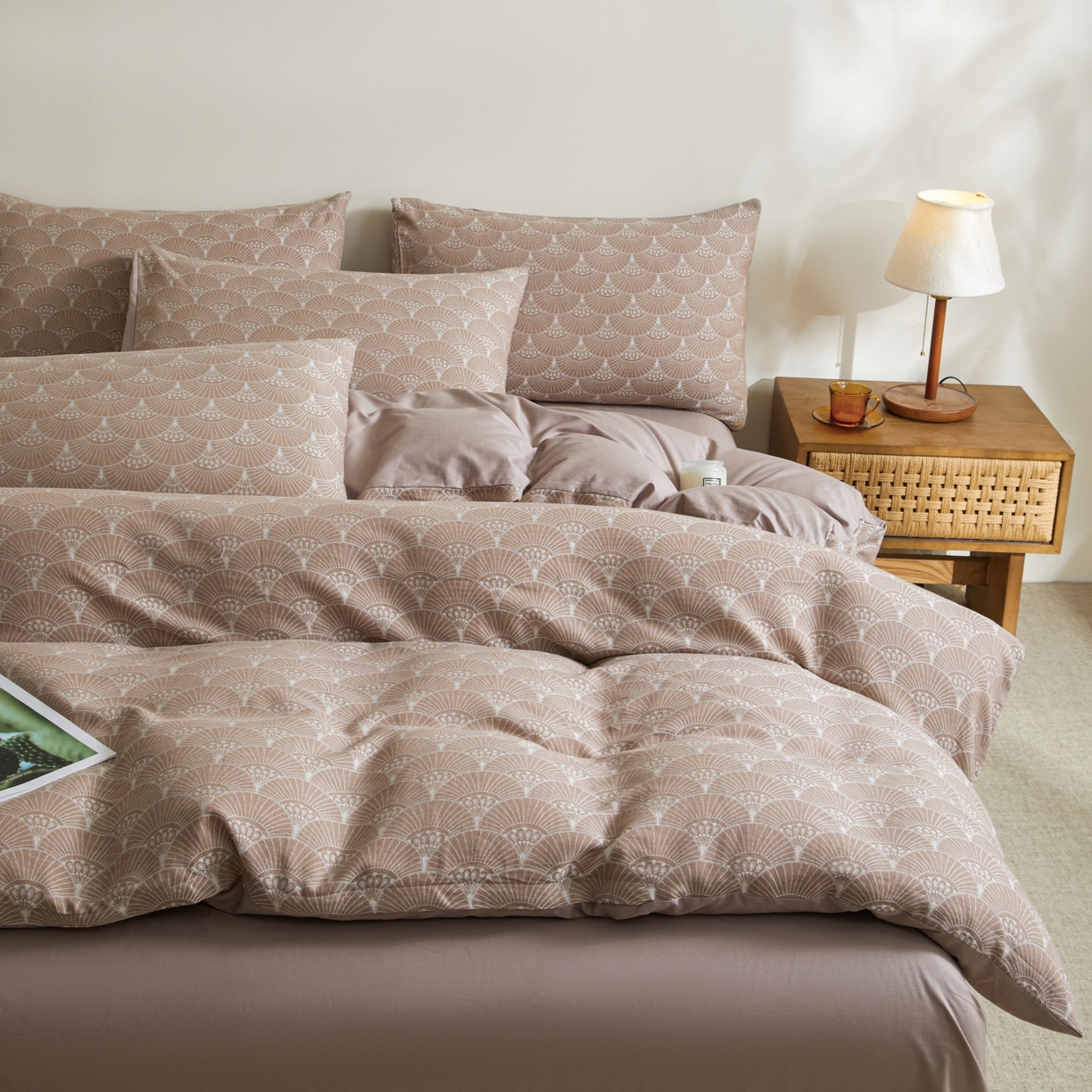 91家纺网 家纺一手货源 找家纺 乐家毛巾被（工厂自产自销） 2026新款40s全棉纯棉色织提花四件套 素槿清风