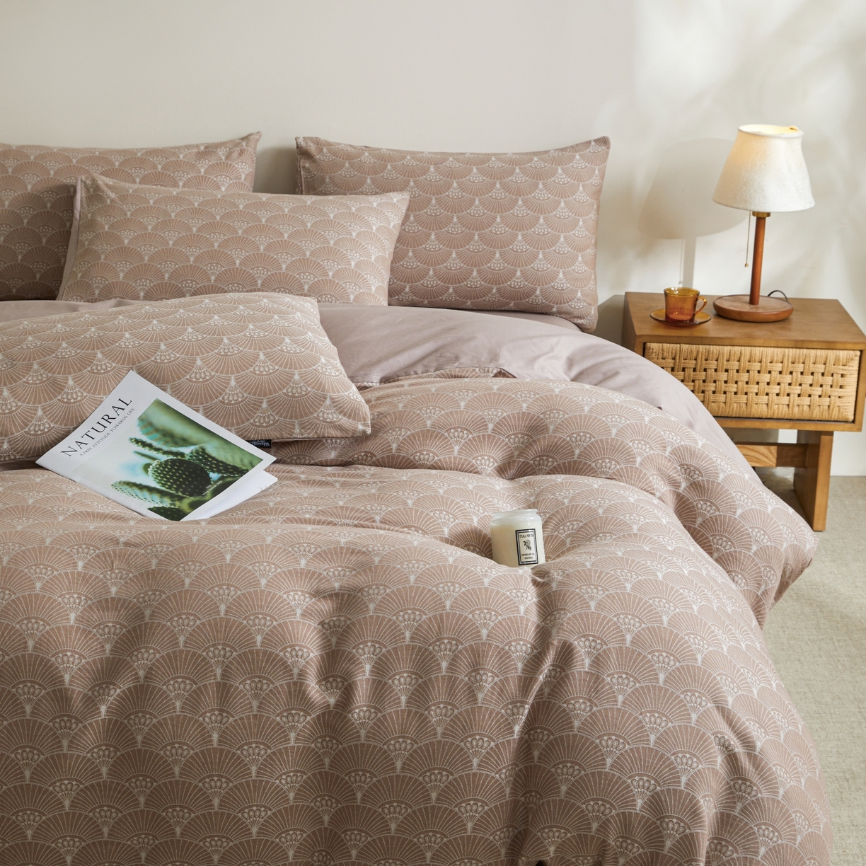 91家纺网 家纺一手货源 找家纺 乐家毛巾被（工厂自产自销） 2026新款40s全棉纯棉色织提花四件套 素槿清风