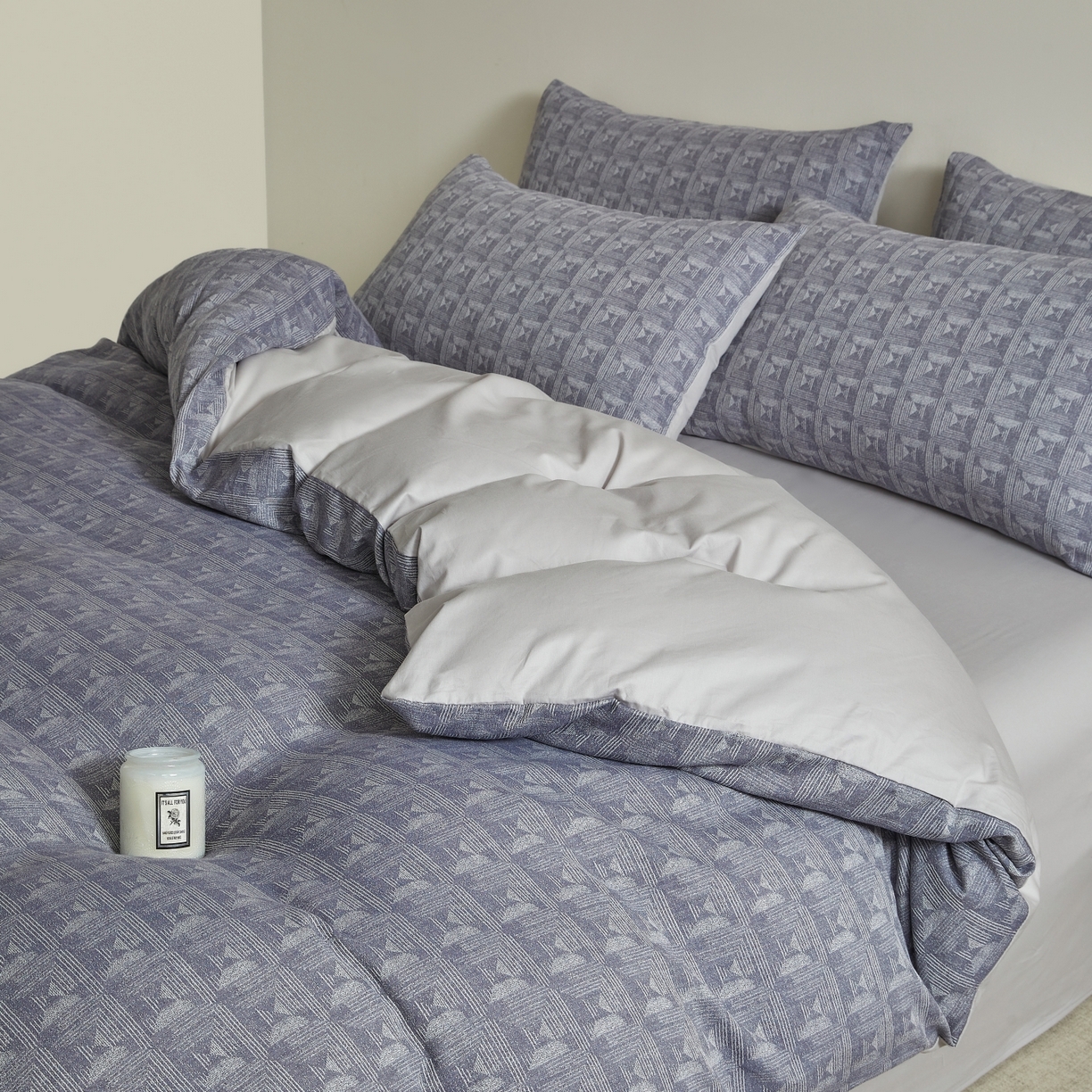 91家纺网 家纺一手货源 找家纺 乐家毛巾被（工厂自产自销） 2026新款40s全棉纯棉色织提花四件套 素年锦时