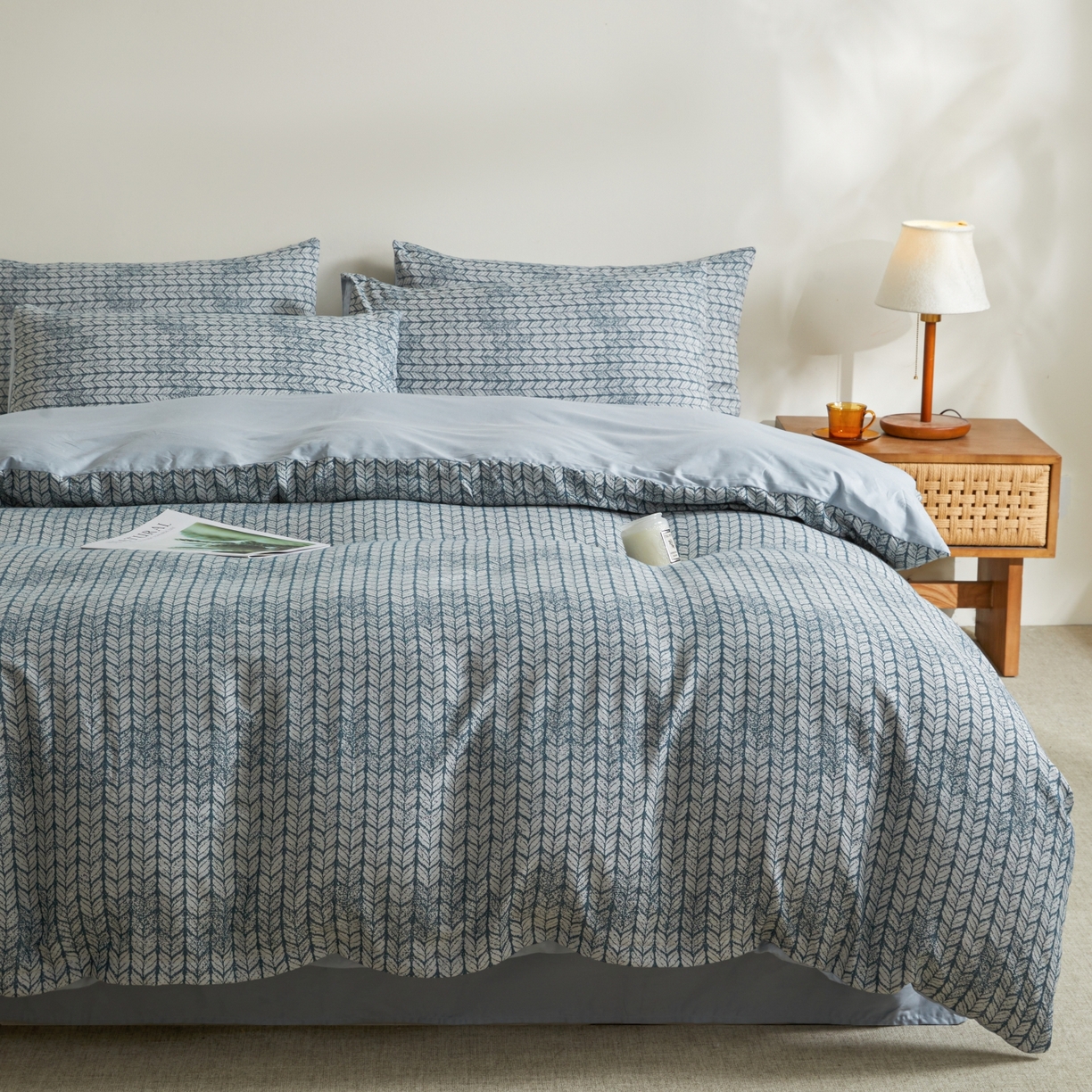 91家纺网 家纺一手货源 找家纺 乐家毛巾被（工厂自产自销） 2026新款40s全棉纯棉色织提花四件套 素穗静影