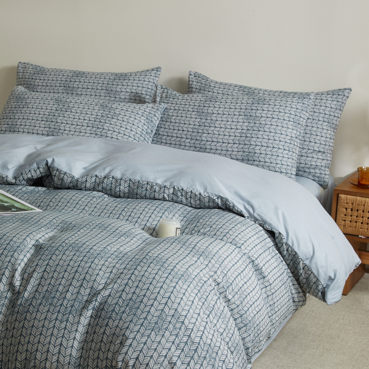 91家纺网 家纺一手货源 找家纺 乐家毛巾被（工厂自产自销） 2026新款40s全棉纯棉色织提花四件套 素穗静影