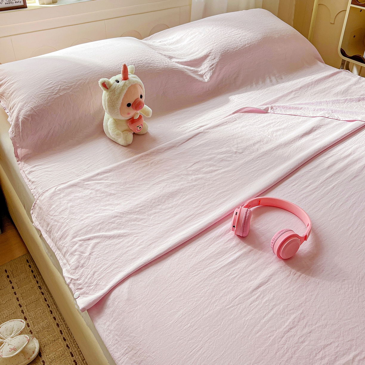 91家纺网 家纺一手货源 找家纺 （总）维娜斯家纺 2026新款纯色水洗棉旅行酒店隔脏睡袋